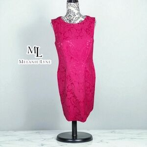 MELANIE LYNE Pink Damask Print Sleeveless Dress - 8